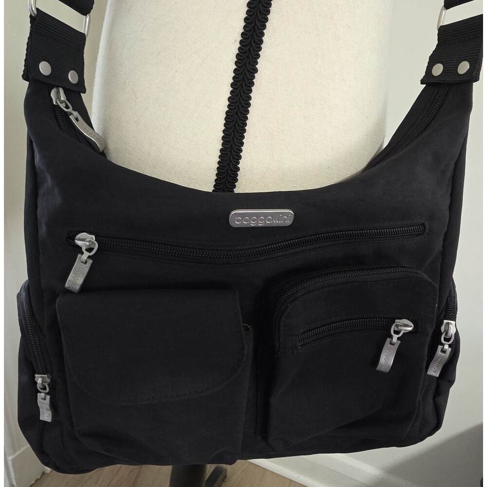 Nice Baggallini Black Everyplace Everywhere Crossbody ShoulderBag MultPurse VguC